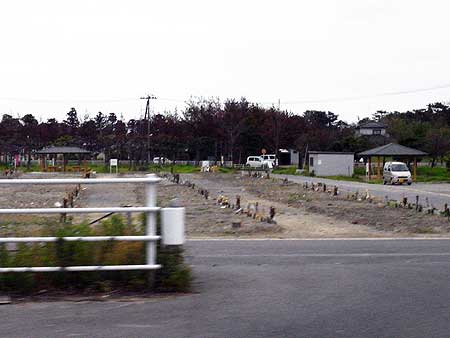 火葬を待つまでの間、仮埋葬として土葬されている。（宮城県石巻市