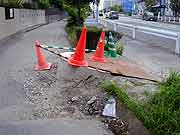 3ヵ月弱が経過した液状化現象被災地の様子(千葉県浦安市高洲地区2011年6月1日)