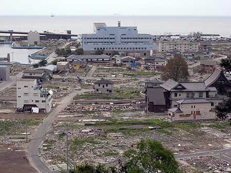 日和山から望む、門脇町2・3丁目