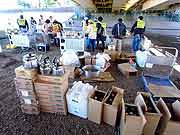 帰宅困難者対応訓練/荒川・千住新橋エイドステーション(東京都足立区 2010年9月25日)